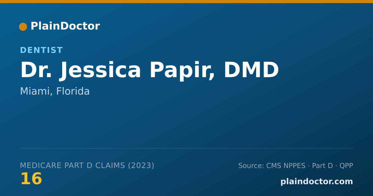 Shareable card for Jessica Papir, DMD - Dentist, Miami, FL
