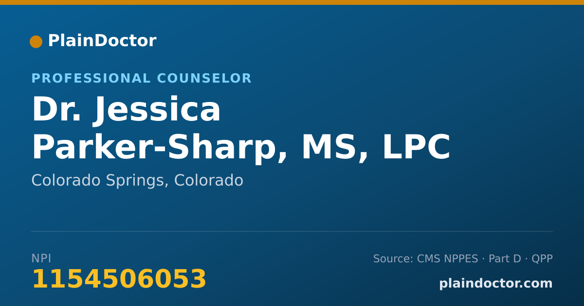 Shareable card for Jessica Parker-Sharp, MS, LPC - Professional Counselor, Colorado Springs, CO