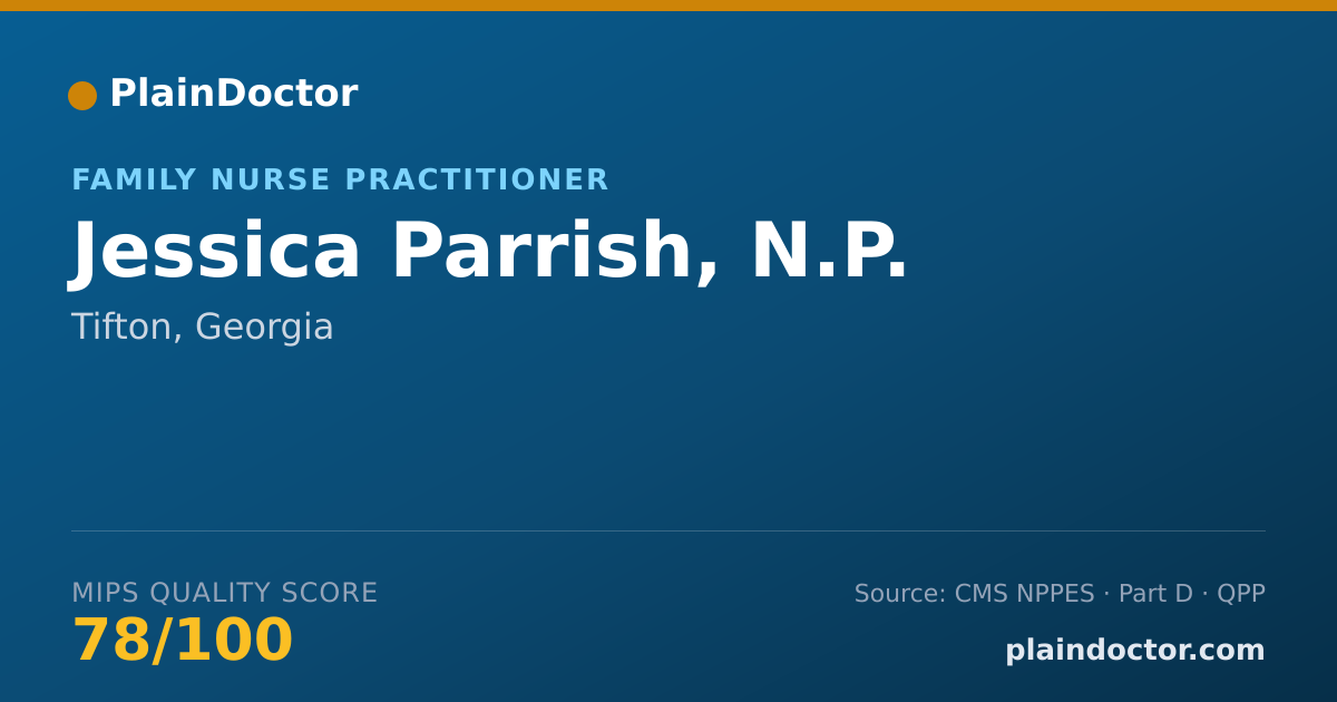 Shareable card for Jessica Parrish, N.P. - Family Nurse Practitioner, Tifton, GA