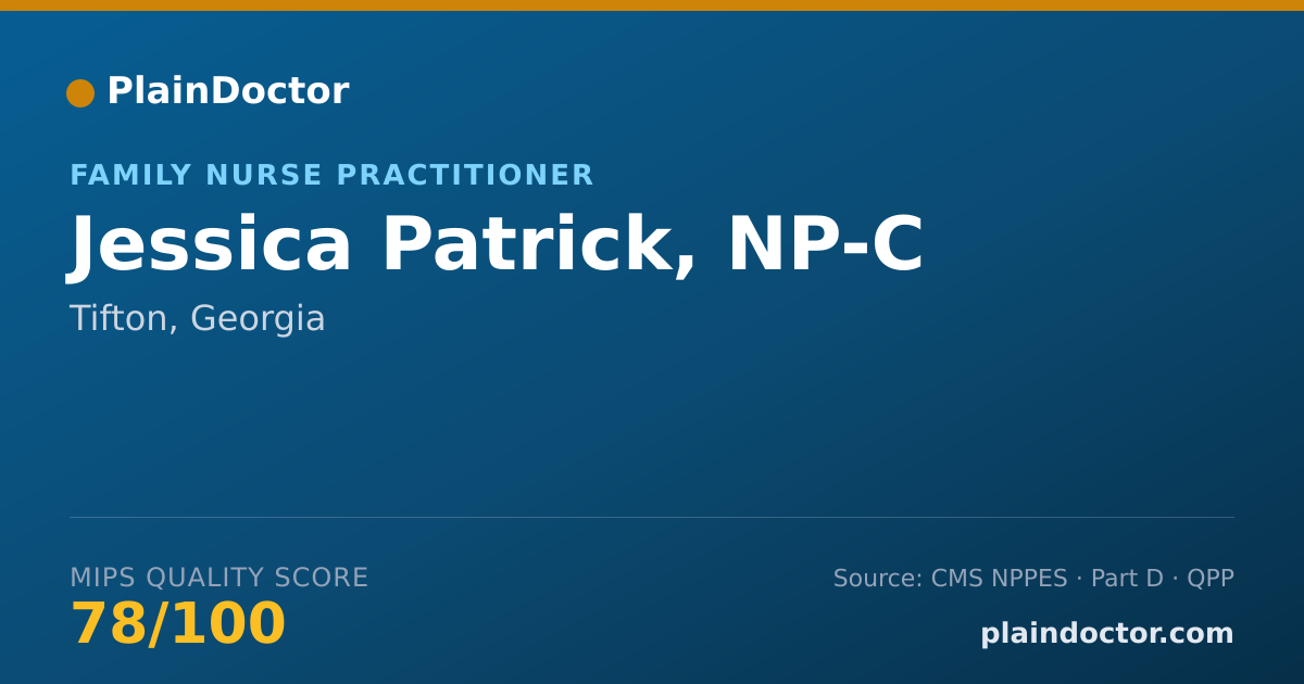 Shareable card for Jessica Patrick, NP-C - Family Nurse Practitioner, Tifton, GA