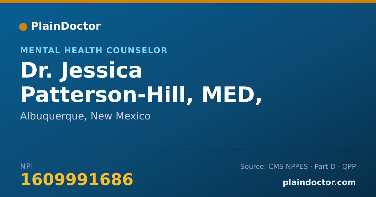 Shareable card for Jessica Patterson-Hill, MED, LPCC - Mental Health Counselor, Albuquerque, NM
