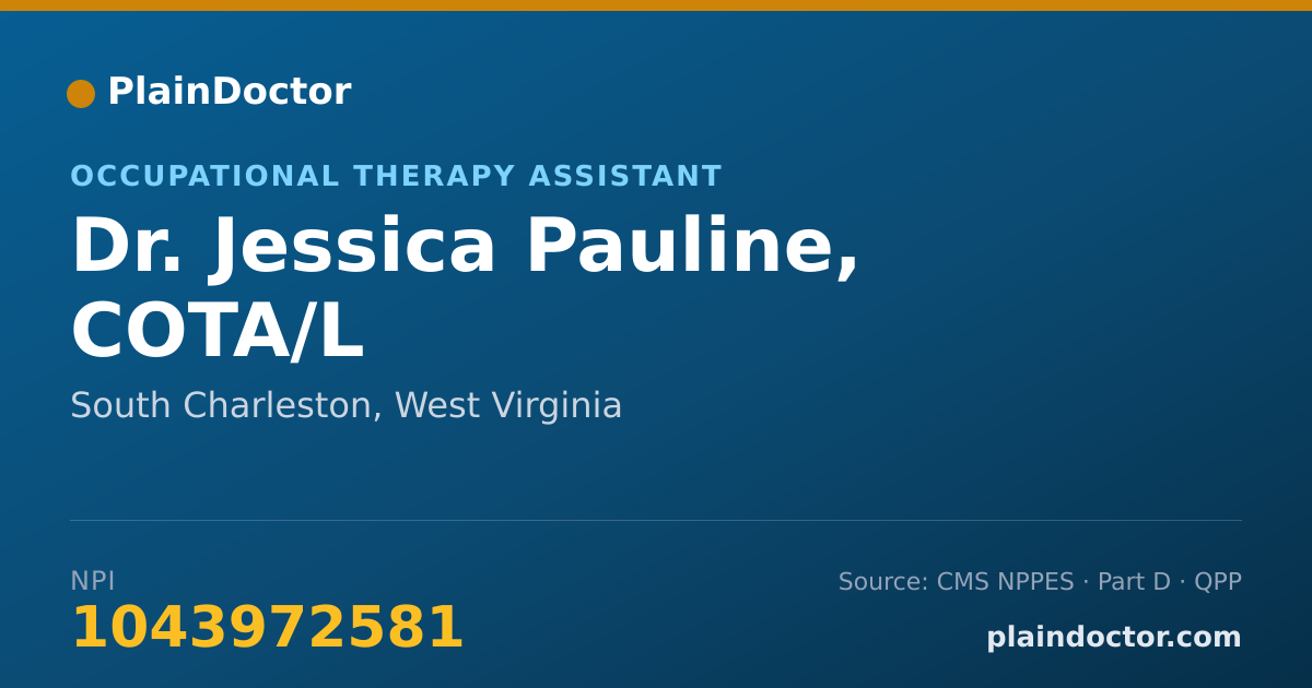 Shareable card for Jessica Pauline, COTA/L - Occupational Therapy Assistant, South Charleston, WV