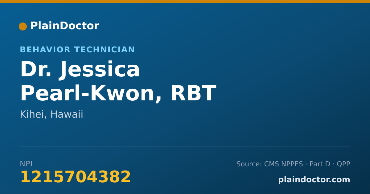 Shareable card for Jessica Pearl-Kwon, RBT - Behavior Technician, Kihei, HI