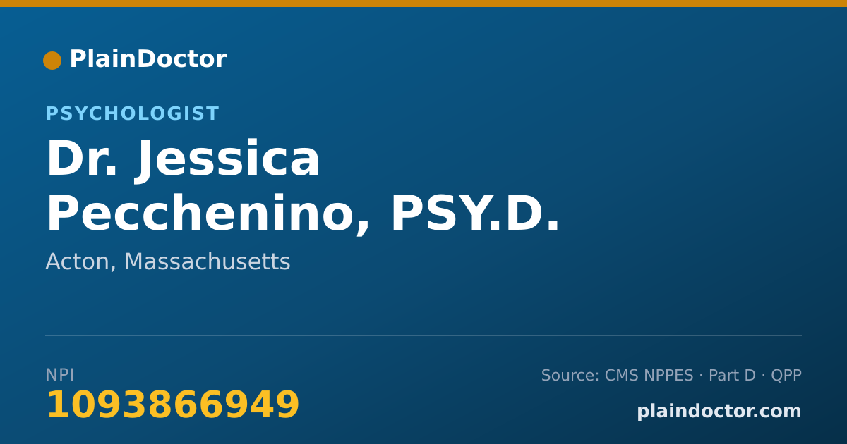 Shareable card for Jessica Pecchenino, PSY.D. - Psychologist, Acton, MA