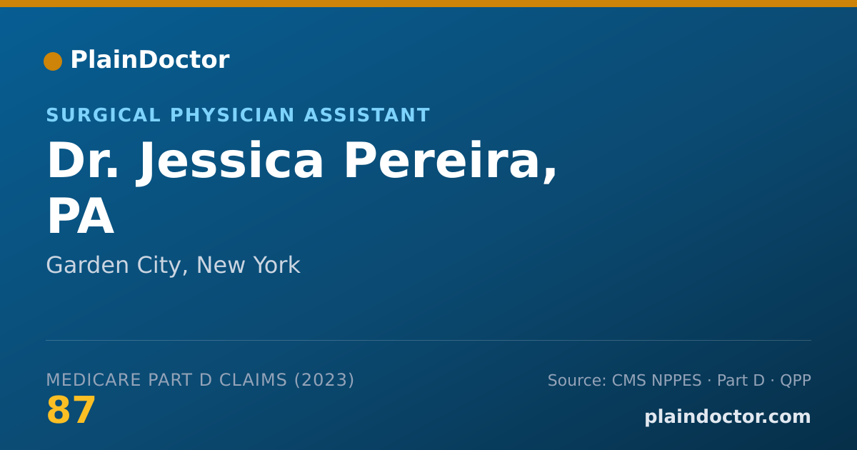 Shareable card for Jessica Pereira, PA - Surgical Physician Assistant, Garden City, NY