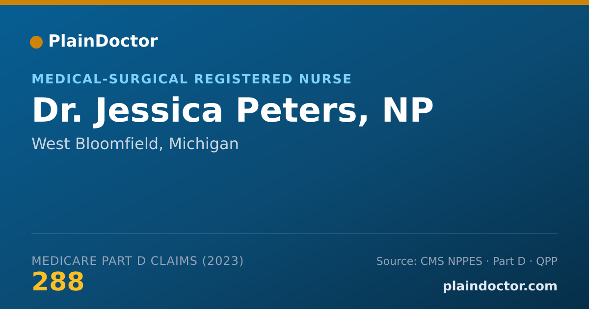 Shareable card for Jessica Peters, NP - Medical-Surgical Registered Nurse, West Bloomfield, MI