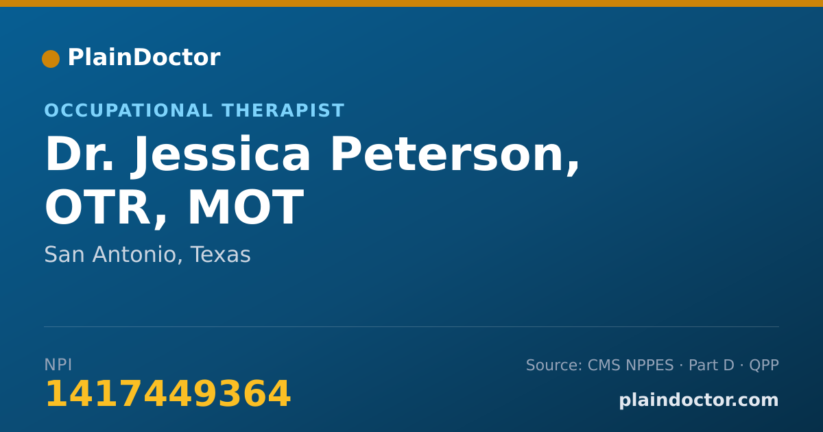 Shareable card for Jessica Peterson, OTR, MOT - Occupational Therapist, San Antonio, TX