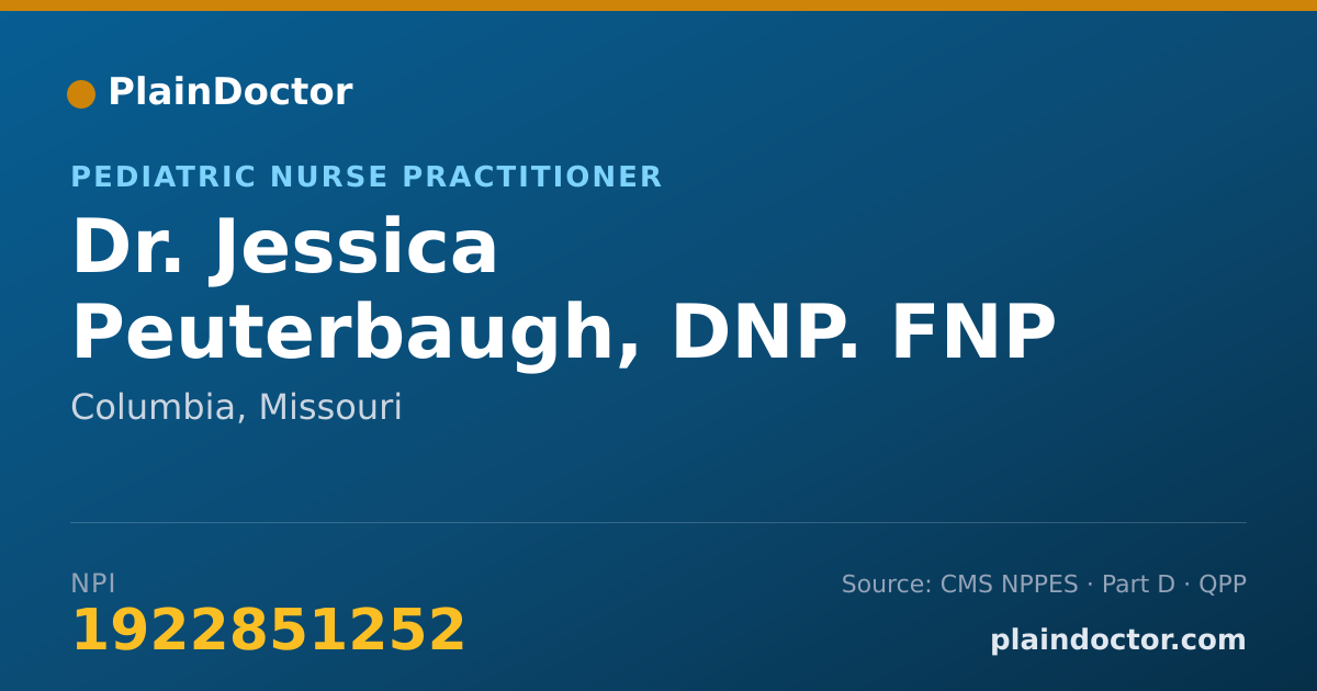 Shareable card for Jessica Peuterbaugh, DNP. FNP - Pediatric Nurse Practitioner, Columbia, MO