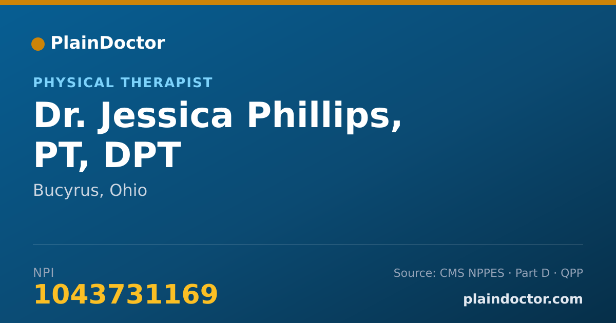 Shareable card for Jessica Phillips, PT, DPT - Physical Therapist, Bucyrus, OH