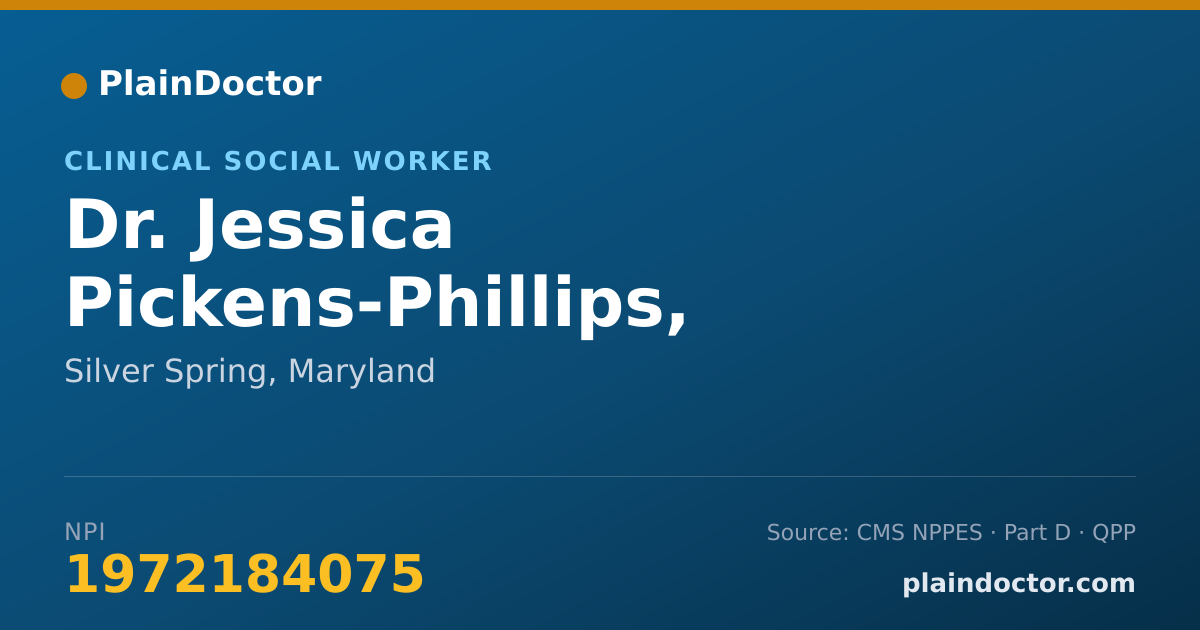 Shareable card for Jessica Pickens-Phillips, LCSW-C - Clinical Social Worker, Silver Spring, MD