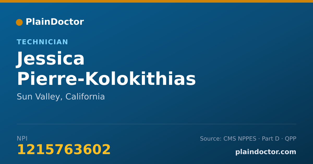 Shareable card for Jessica Pierre-Kolokithias - Technician, Sun Valley, CA