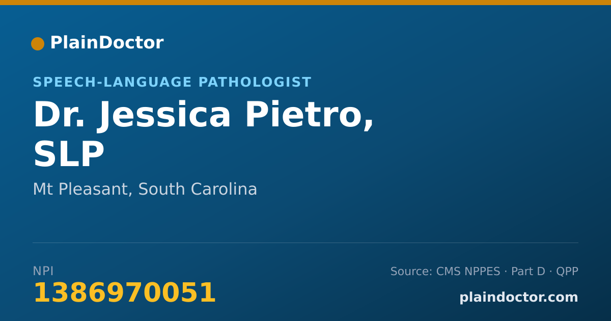 Shareable card for Jessica Pietro, SLP - Speech-Language Pathologist, Mt Pleasant, SC