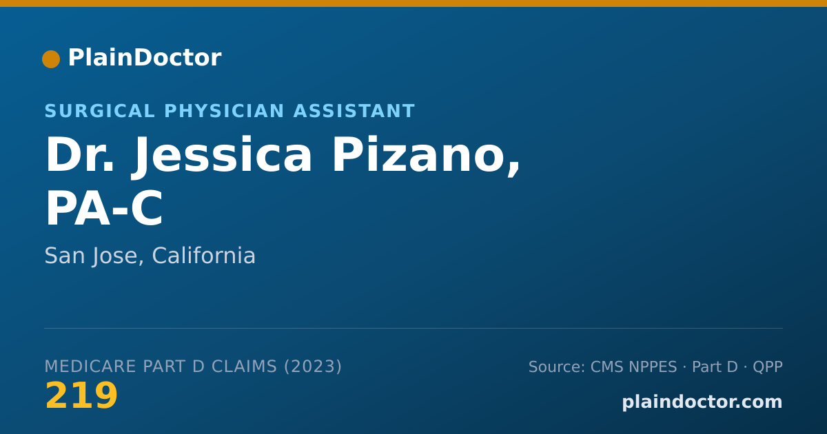Shareable card for Jessica Pizano, PA-C - Surgical Physician Assistant, San Jose, CA