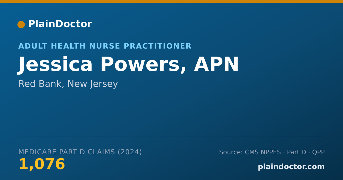 Shareable card for Jessica Powers, APN - Adult Health Nurse Practitioner, Red Bank, NJ