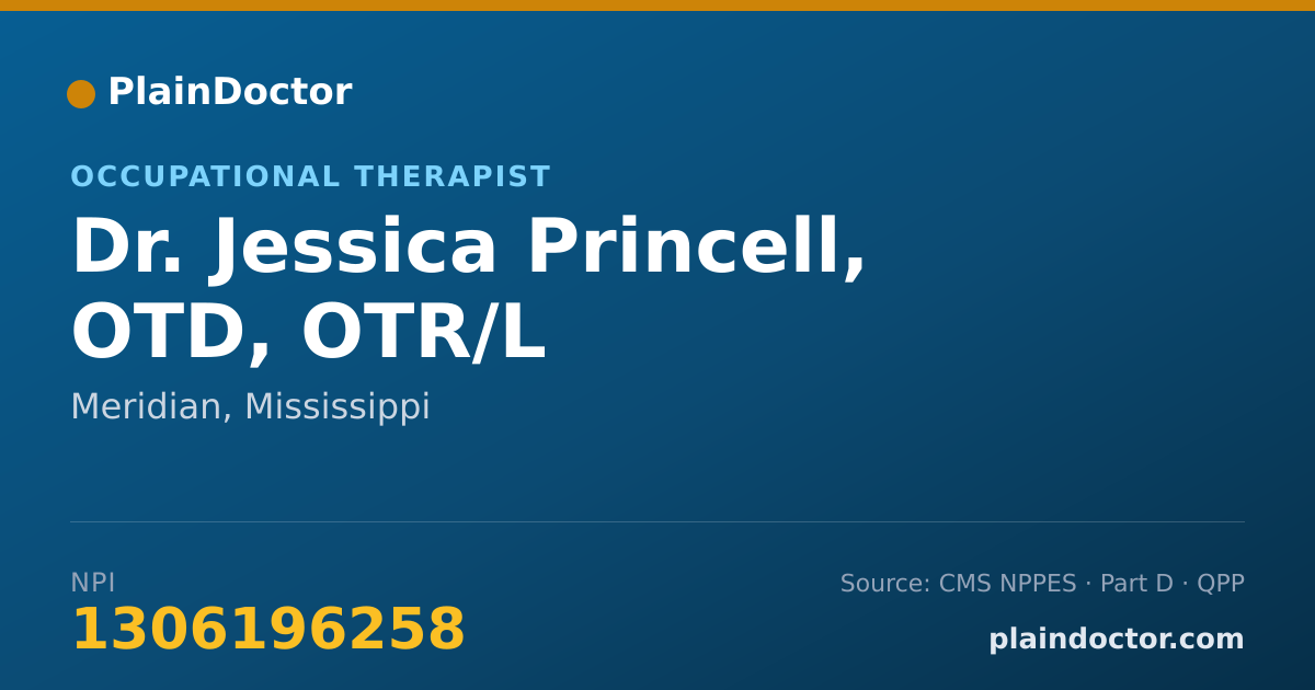 Shareable card for Jessica Princell, OTD, OTR/L - Occupational Therapist, Meridian, MS