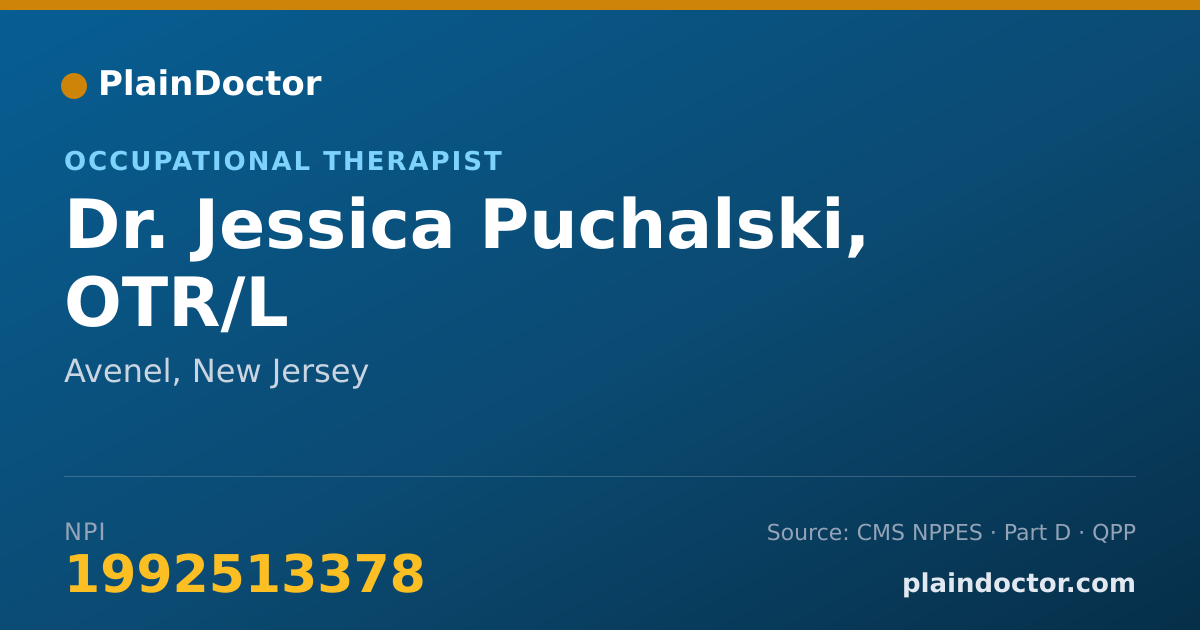 Shareable card for Jessica Puchalski, OTR/L - Occupational Therapist, Avenel, NJ