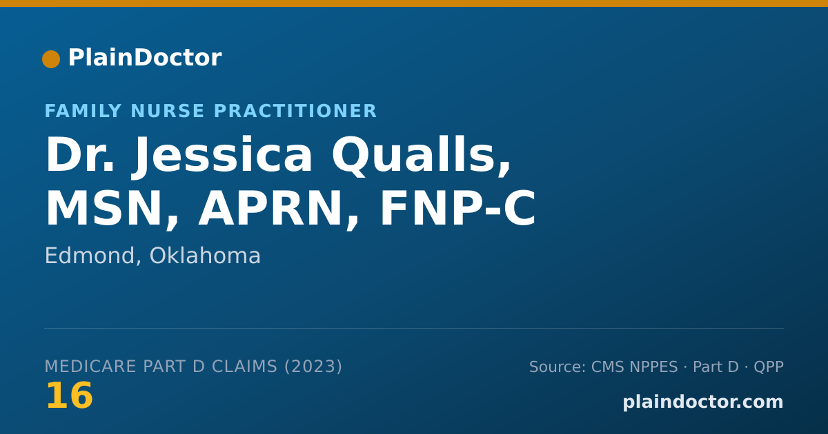 Shareable card for Jessica Qualls, MSN, APRN, FNP-C - Family Nurse Practitioner, Edmond, OK