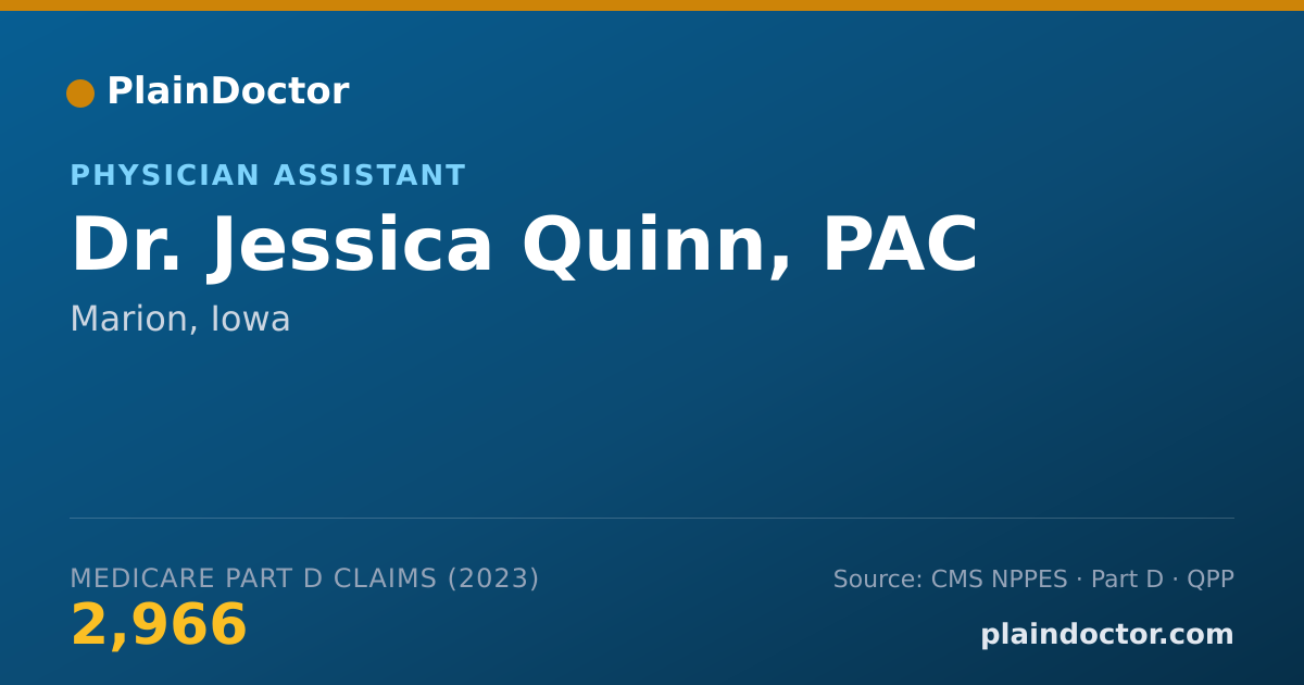 Shareable card for Jessica Quinn, PAC - Physician Assistant, Marion, IA
