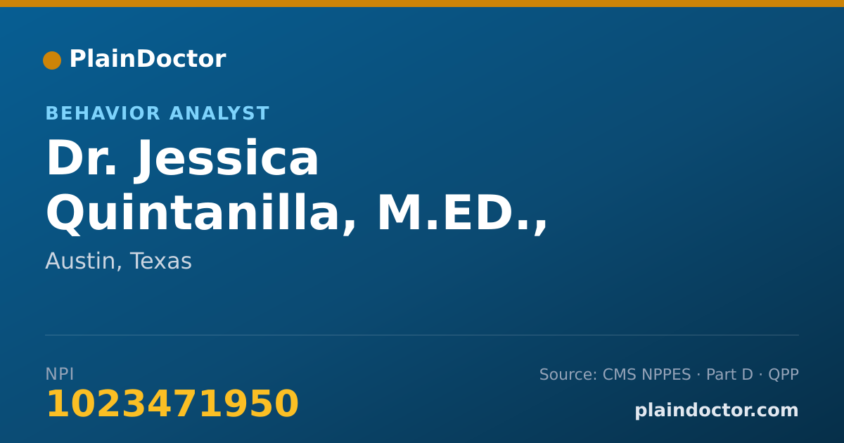 Shareable card for Jessica Quintanilla, M.ED., BCBA - Behavior Analyst, Austin, TX