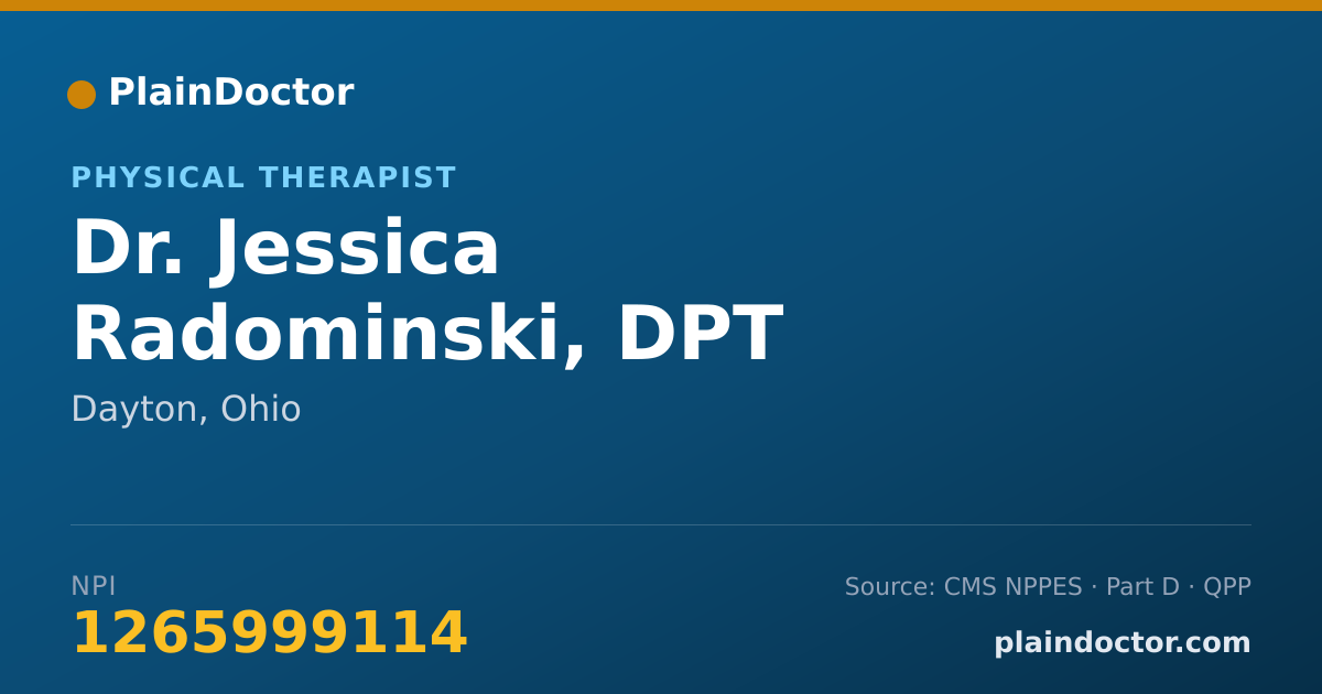 Shareable card for Jessica Radominski, DPT - Physical Therapist, Dayton, OH