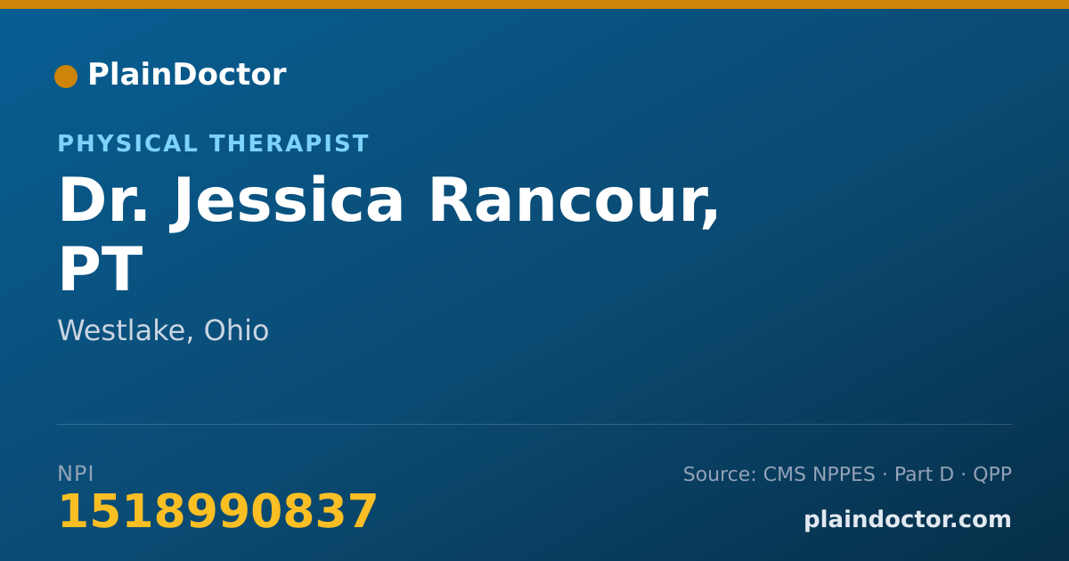 Shareable card for Jessica Rancour, PT - Physical Therapist, Westlake, OH