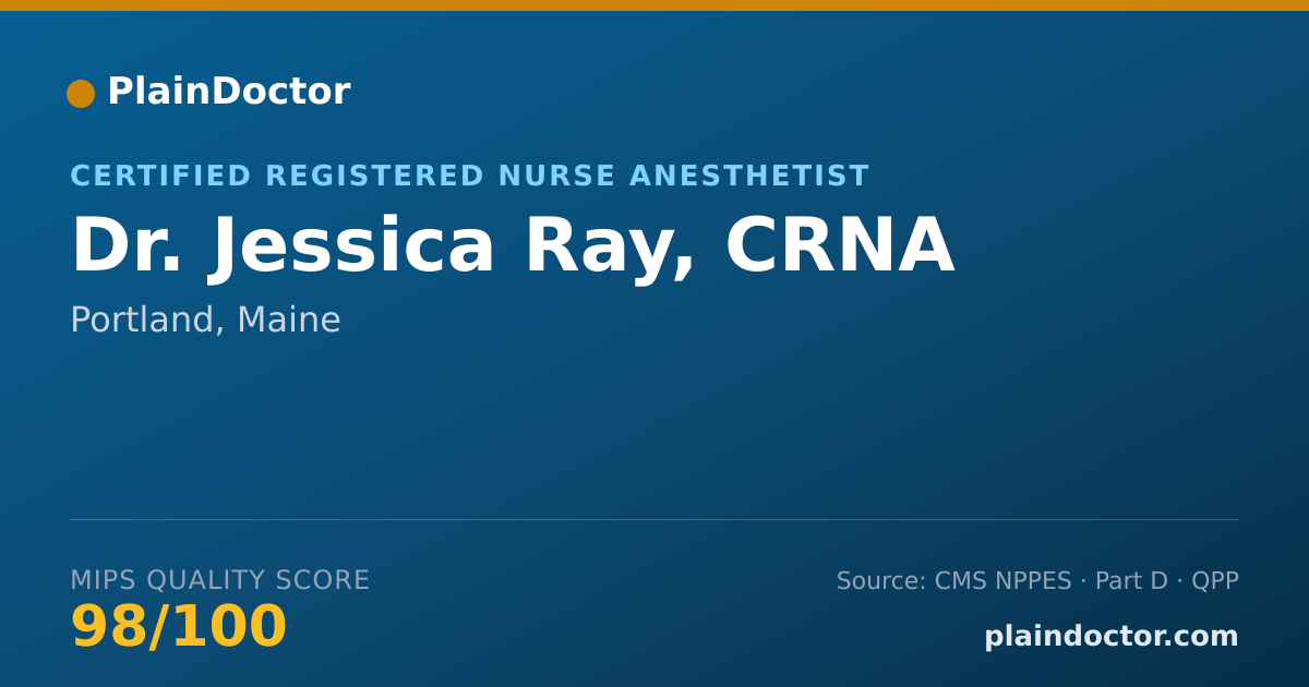 Shareable card for Jessica Ray, CRNA - Certified Registered Nurse Anesthetist, Portland, ME