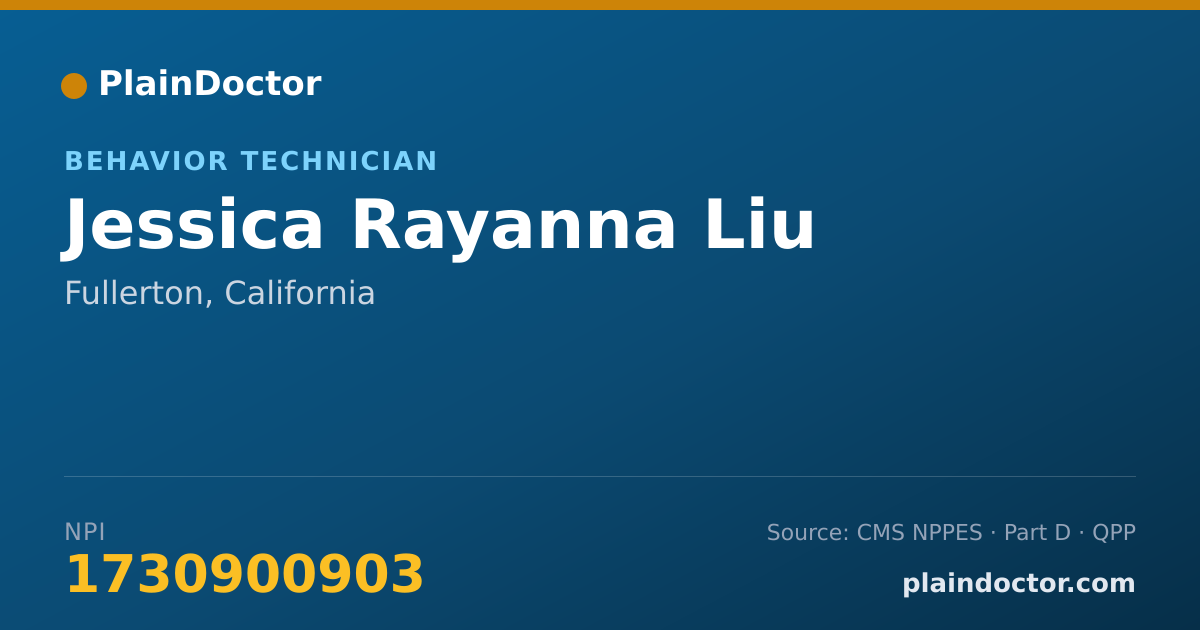 Shareable card for Jessica Rayanna Liu - Behavior Technician, Fullerton, CA