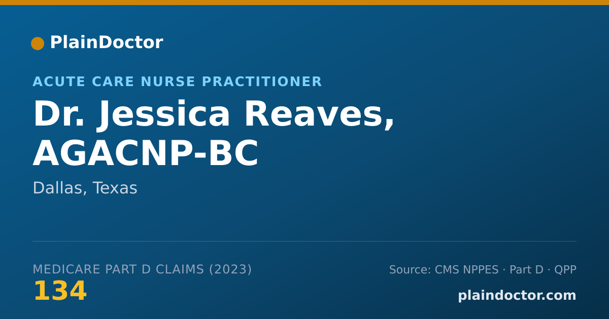 Shareable card for Jessica Reaves, AGACNP-BC - Acute Care Nurse Practitioner, Dallas, TX