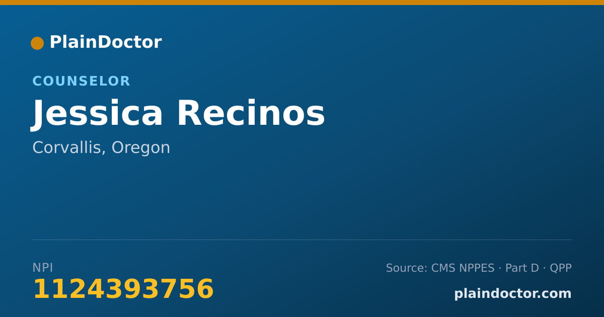 Shareable card for Jessica Recinos - Counselor, Corvallis, OR