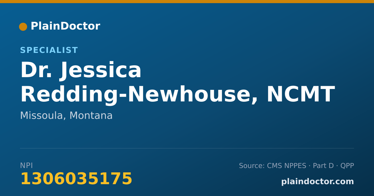 Shareable card for Jessica Redding-Newhouse, NCMT - Specialist, Missoula, MT