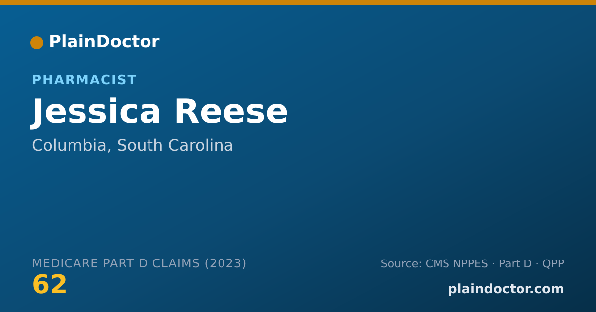 Shareable card for Jessica Reese - Pharmacist, Columbia, SC