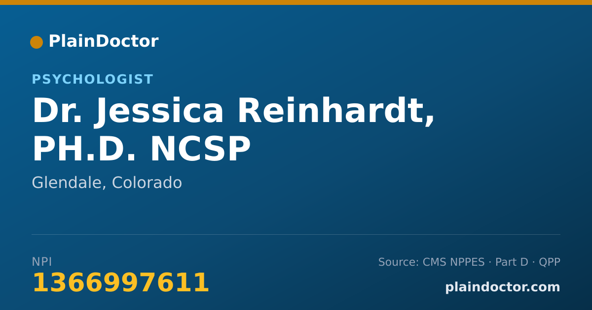Shareable card for Jessica Reinhardt, PH.D. NCSP - Psychologist, Glendale, CO