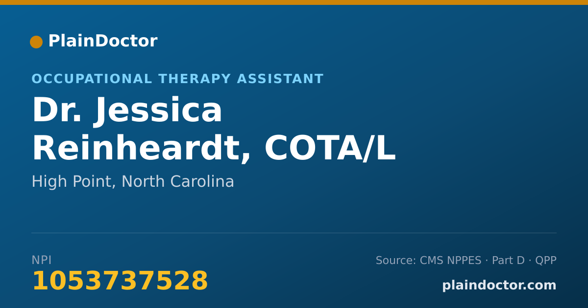 Shareable card for Jessica Reinheardt, COTA/L - Occupational Therapy Assistant, High Point, NC