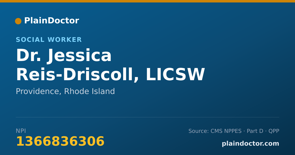 Shareable card for Jessica Reis-Driscoll, LICSW - Social Worker, Providence, RI