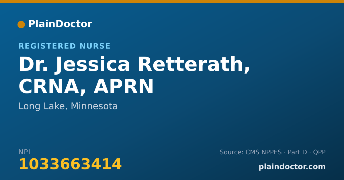 Shareable card for Jessica Retterath, CRNA, APRN - Registered Nurse, Long Lake, MN