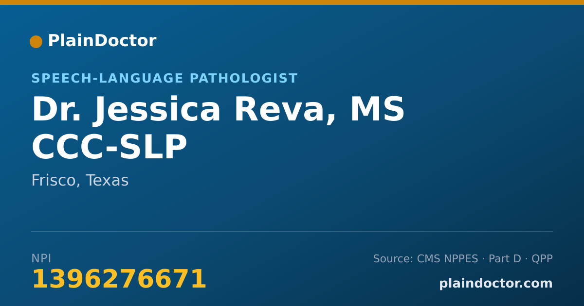 Shareable card for Jessica Reva, MS CCC-SLP - Speech-Language Pathologist, Frisco, TX