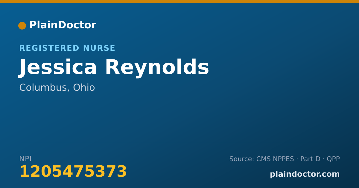 Shareable card for Jessica Reynolds - Registered Nurse, Columbus, OH