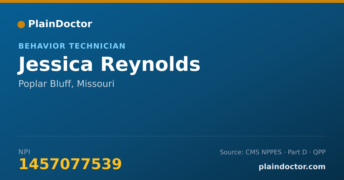 Shareable card for Jessica Reynolds - Behavior Technician, Poplar Bluff, MO