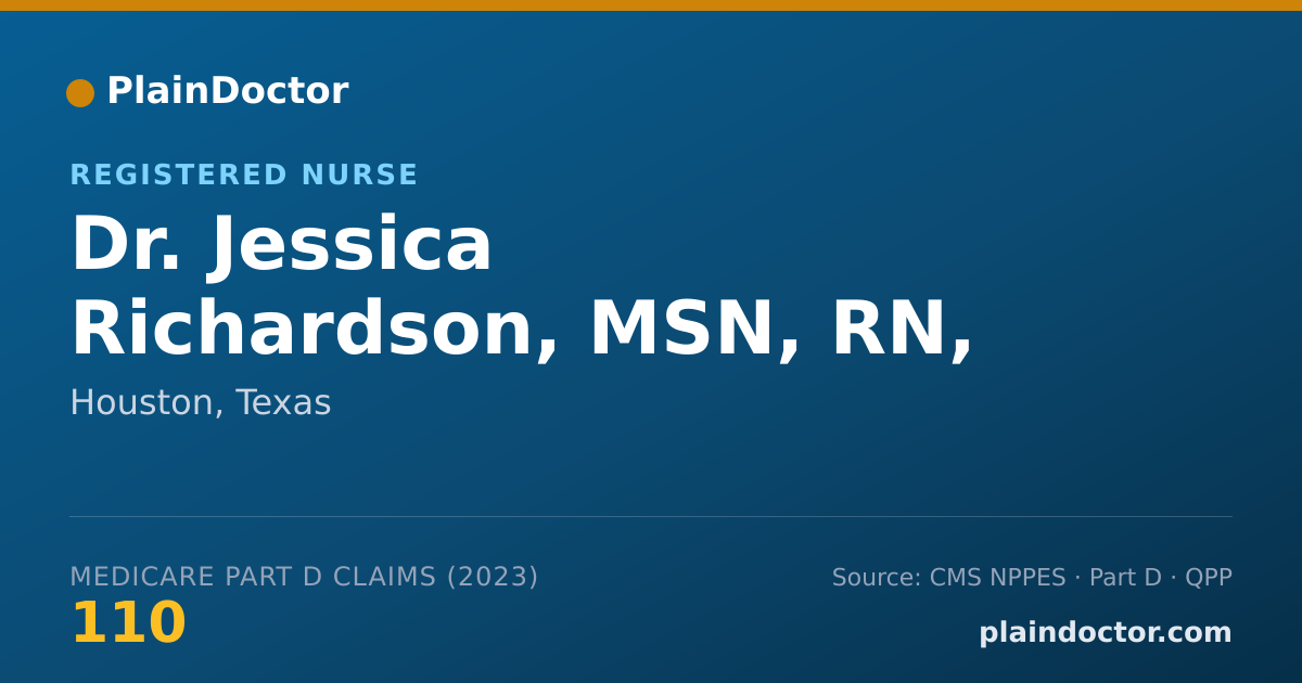 Shareable card for Jessica Richardson, MSN, RN, AGPCNP-C - Registered Nurse, Houston, TX
