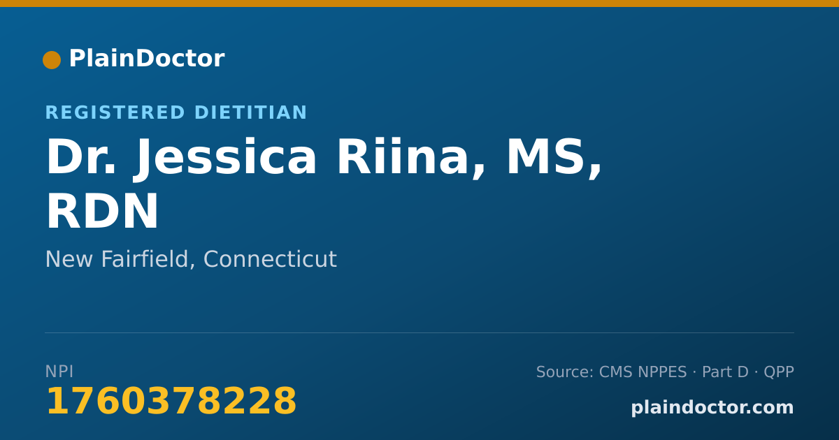 Shareable card for Jessica Riina, MS, RDN - Registered Dietitian, New Fairfield, CT