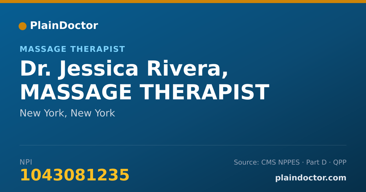 Shareable card for Jessica Rivera, MASSAGE THERAPIST - Massage Therapist, New York, NY