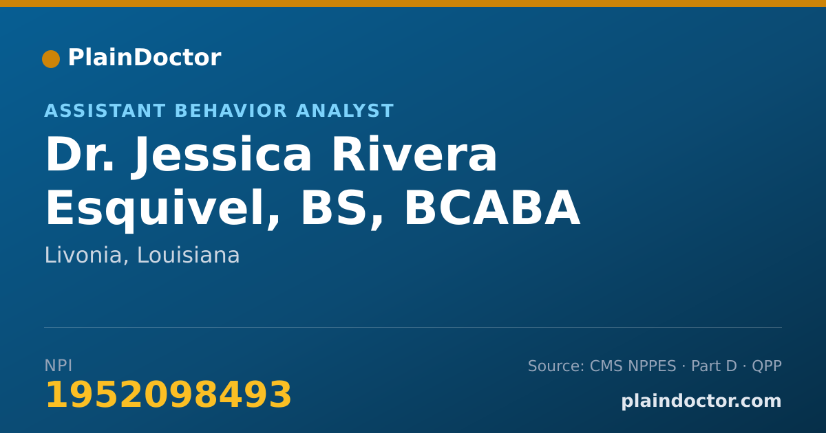 Shareable card for Jessica Rivera Esquivel, BS, BCABA - Assistant Behavior Analyst, Livonia, LA