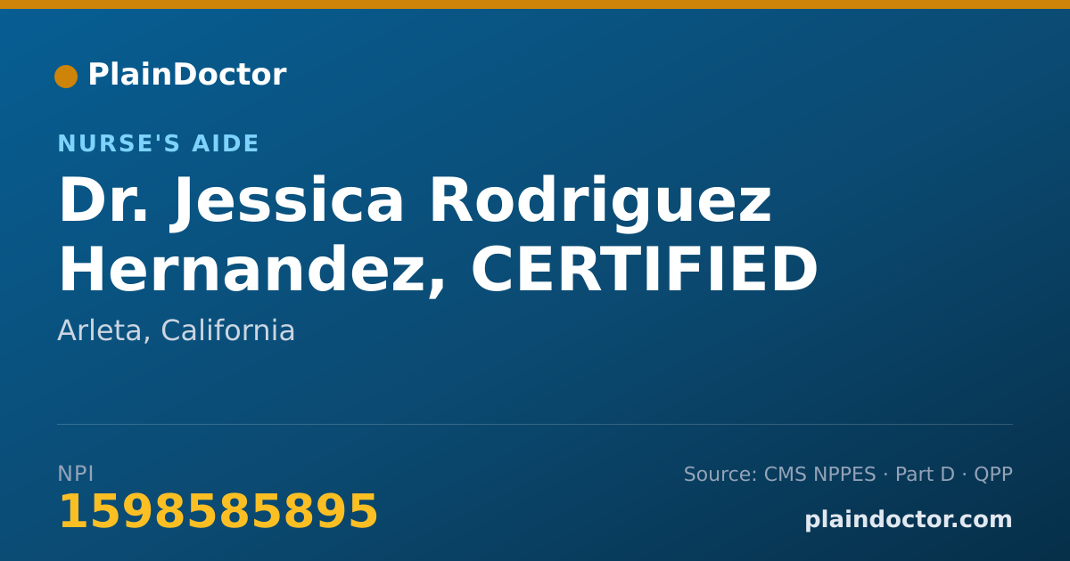 Shareable card for Jessica Rodriguez Hernandez, CERTIFIED NURSING AS - Nurse's Aide, Arleta, CA