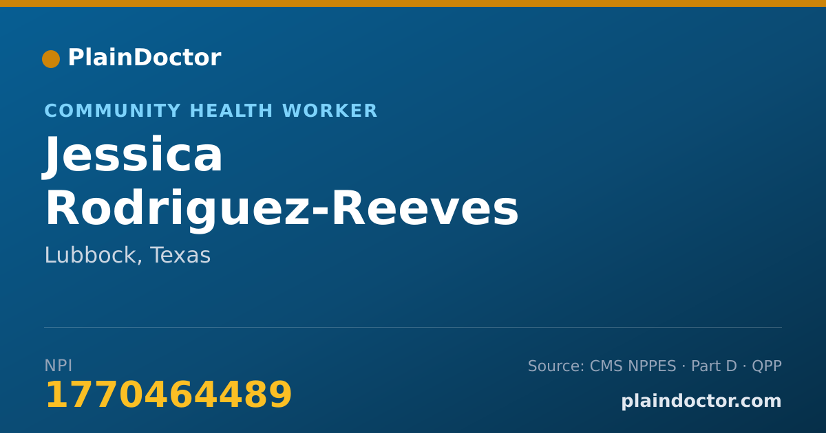 Shareable card for Jessica Rodriguez-Reeves - Community Health Worker, Lubbock, TX