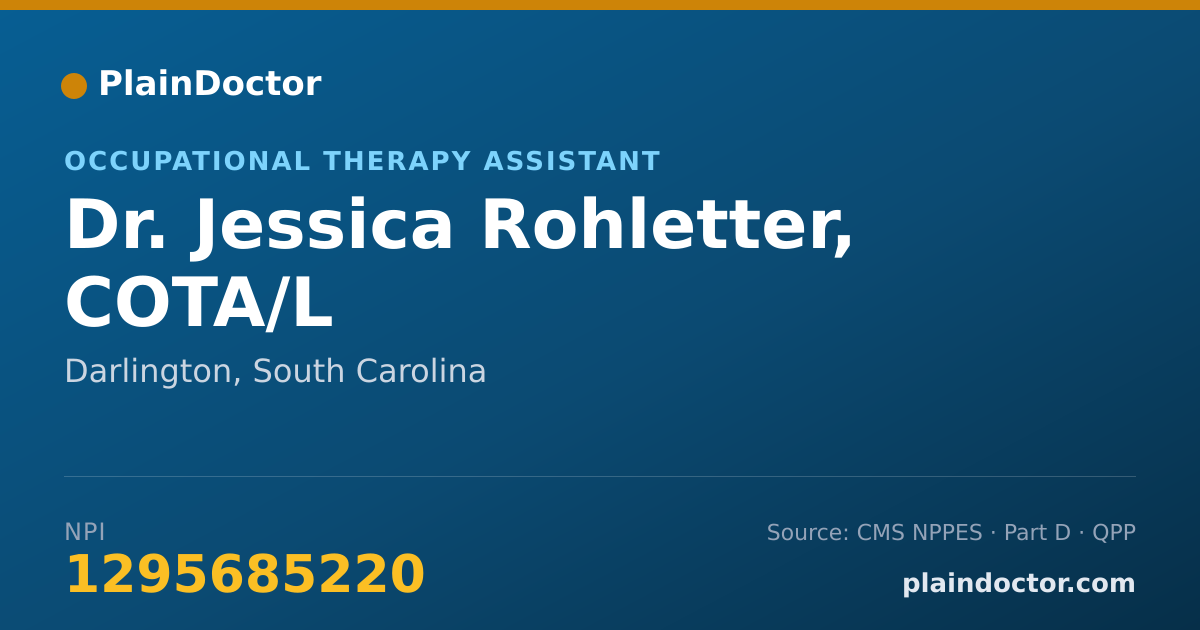 Shareable card for Jessica Rohletter, COTA/L - Occupational Therapy Assistant, Darlington, SC
