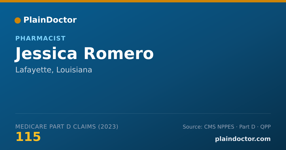 Shareable card for Jessica Romero - Pharmacist, Lafayette, LA