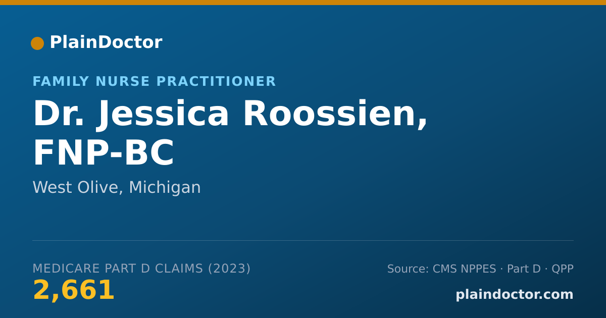 Shareable card for Jessica Roossien, FNP-BC - Family Nurse Practitioner, West Olive, MI