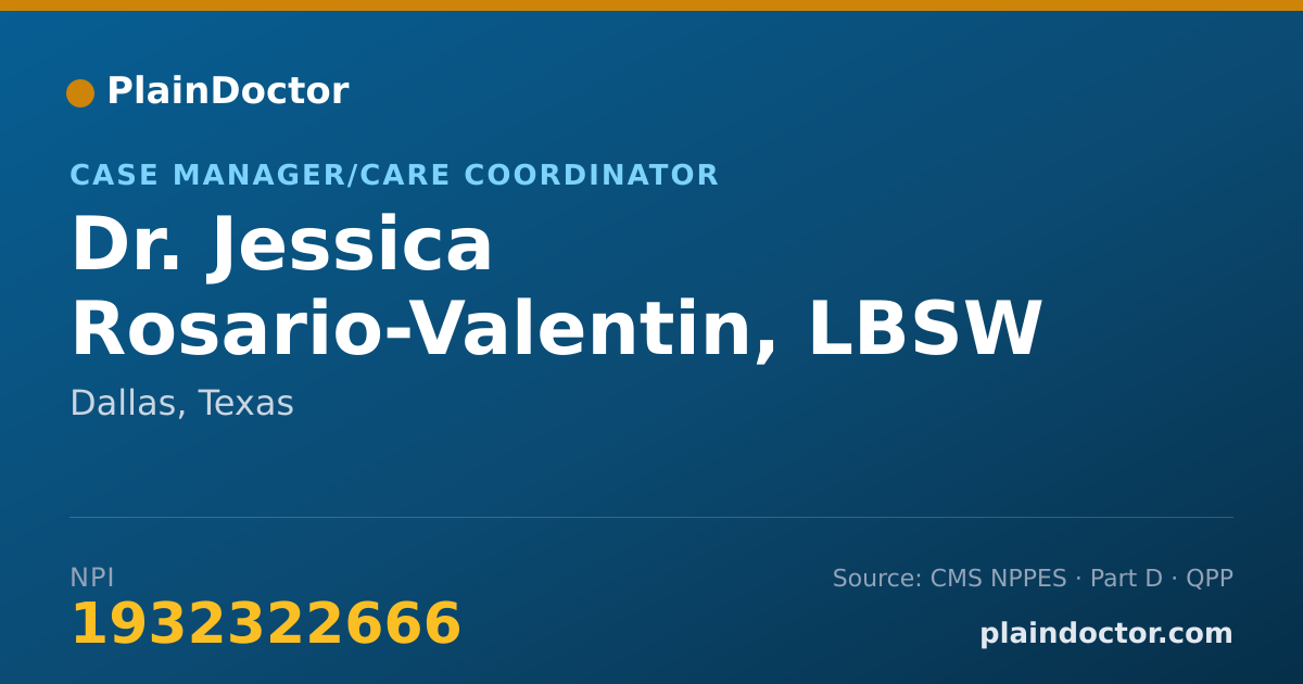 Shareable card for Jessica Rosario-Valentin, LBSW - Case Manager/Care Coordinator, Dallas, TX