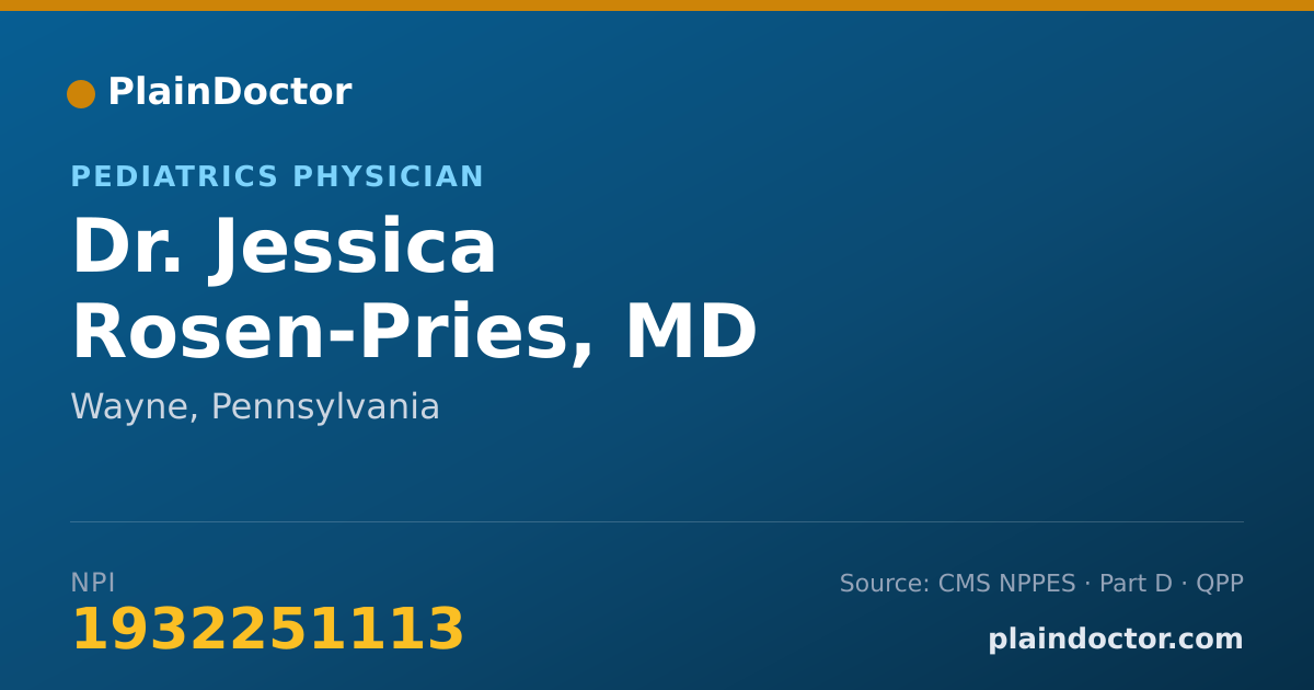 Shareable card for Jessica Rosen-Pries, MD - Pediatrics Physician, Wayne, PA