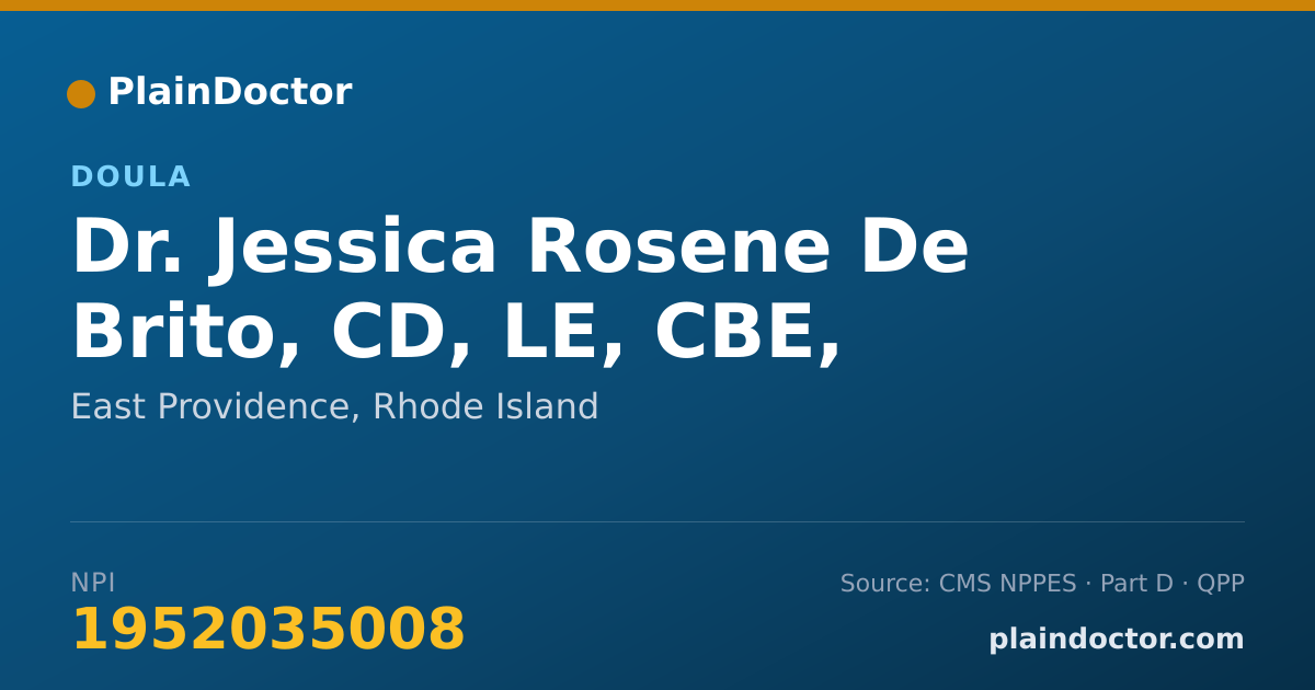 Shareable card for Jessica Rosene De Brito, CD, LE, CBE, MT, YT - Doula, East Providence, RI